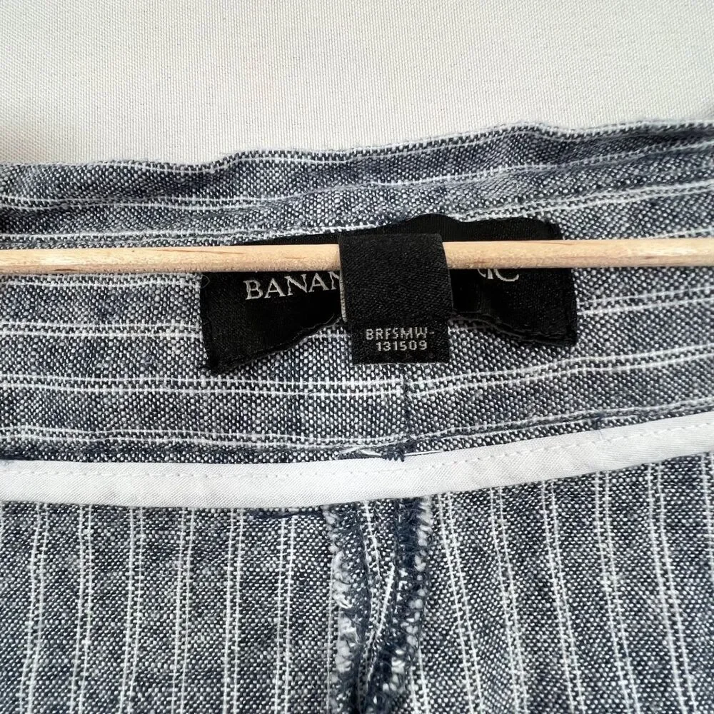 Banana Republic Striped Paperbag Wide Leg Pants Linen Blend Summer Coastal Sz 6